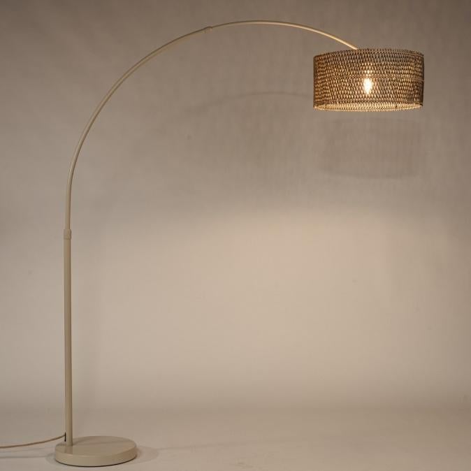 booglamp japandi riet bamboe rotan bank hoekbank vloerlamp, Ophalen of Verzenden, Nieuw, Hout
