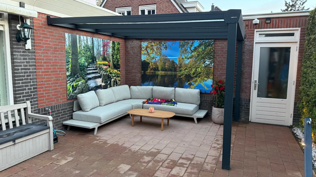 Moderne aluminium veranda met glass dak, Ophalen, Zo goed als nieuw, Veranda