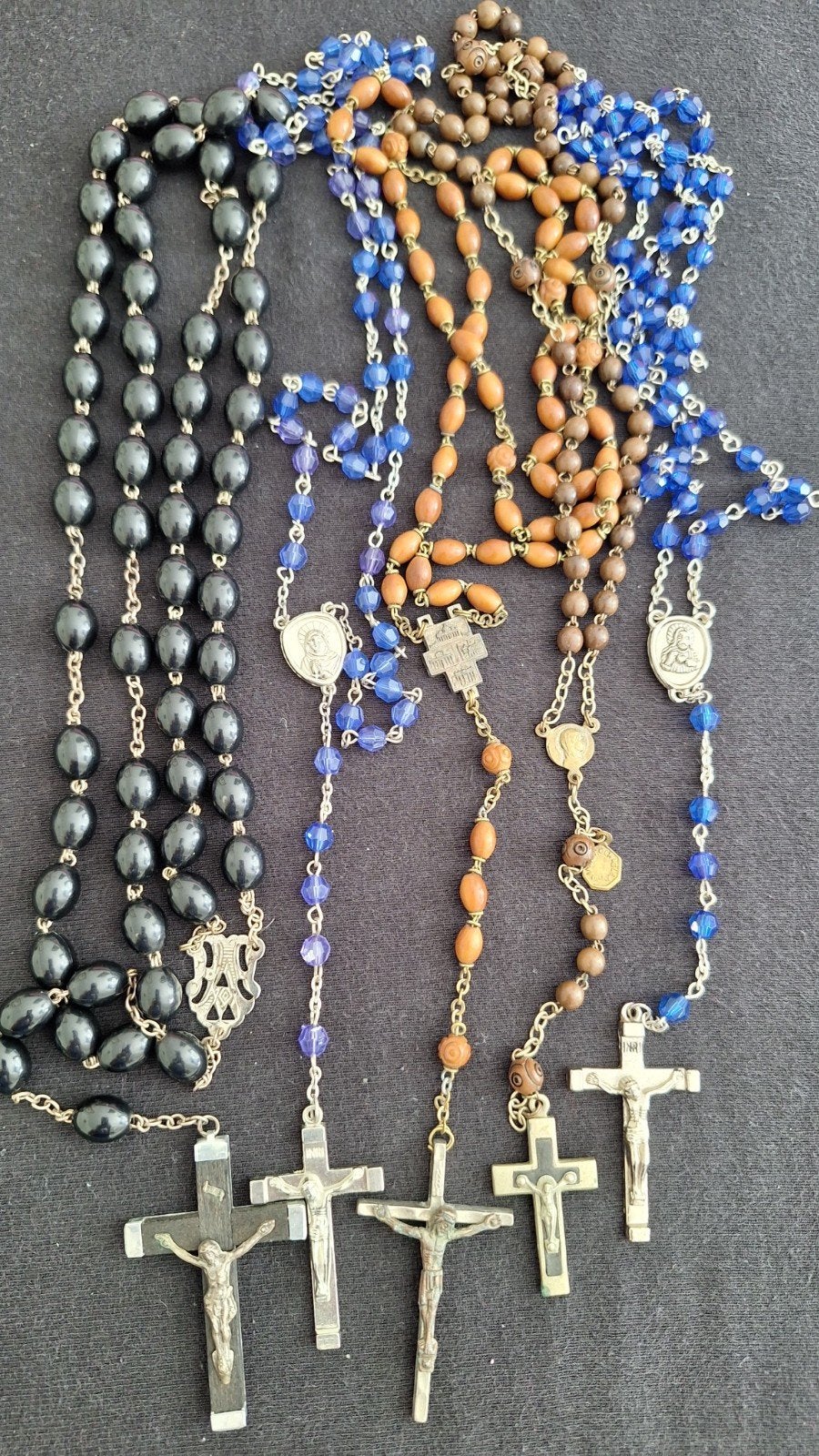 Rozenkrans religie 5 Rozenkransen kruisen, Verzamelen, Religie, Ophalen of Verzenden, Gebruikt, Sieraad, Christendom | Katholiek
