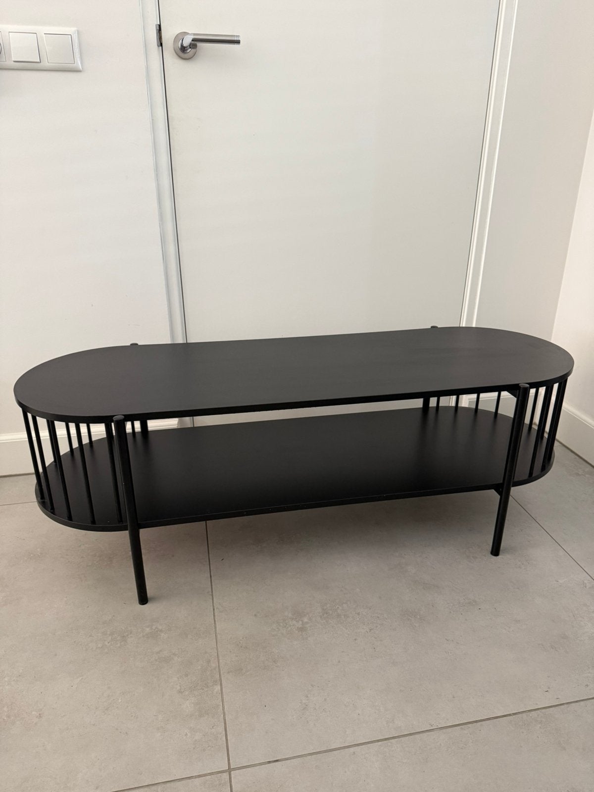 Tv meubel zwart, Ophalen, 100 tot 150 cm, Zo goed als nieuw, Ovaal