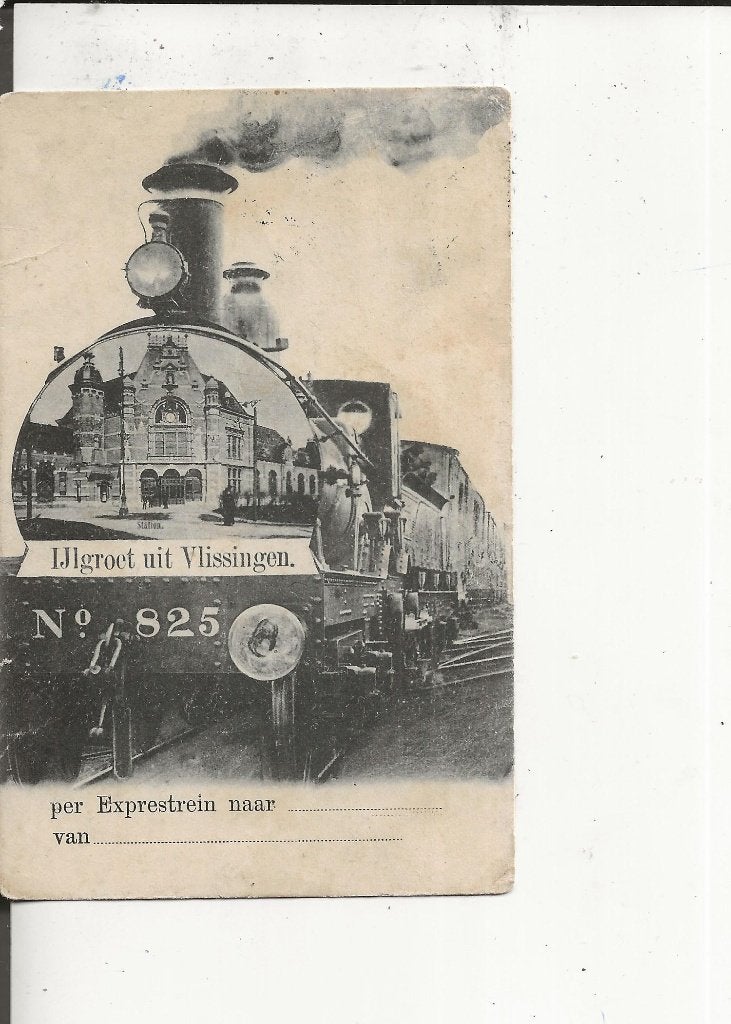 Vlissingen IJlgroet Stoomloc no 825 KR Zaamslag 1 febr 1906, Ophalen of Verzenden, Voor 1920, Gelopen, Zeeland