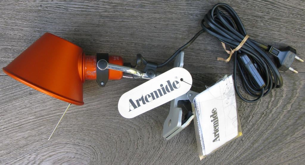 ARTEMIDE TOLOMEO MICRO PINZA KLEMLAMP ORANJE NIEUW, Modern design, Nieuw, Ophalen of Verzenden, Minder dan 50 cm