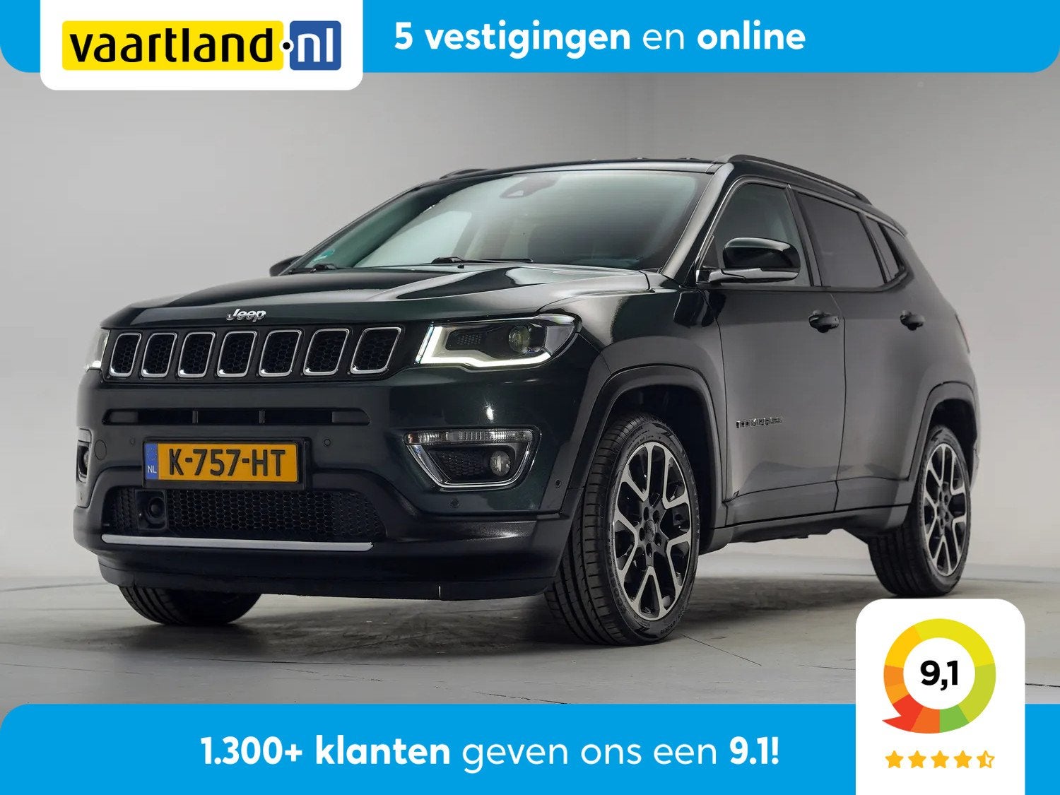 Jeep Compass 1.3T Limited Aut.[ Carplay Cruise Climate ], Auto's, Automaat, 4 cilinders, 150 pk, Automatische klimaatregeling