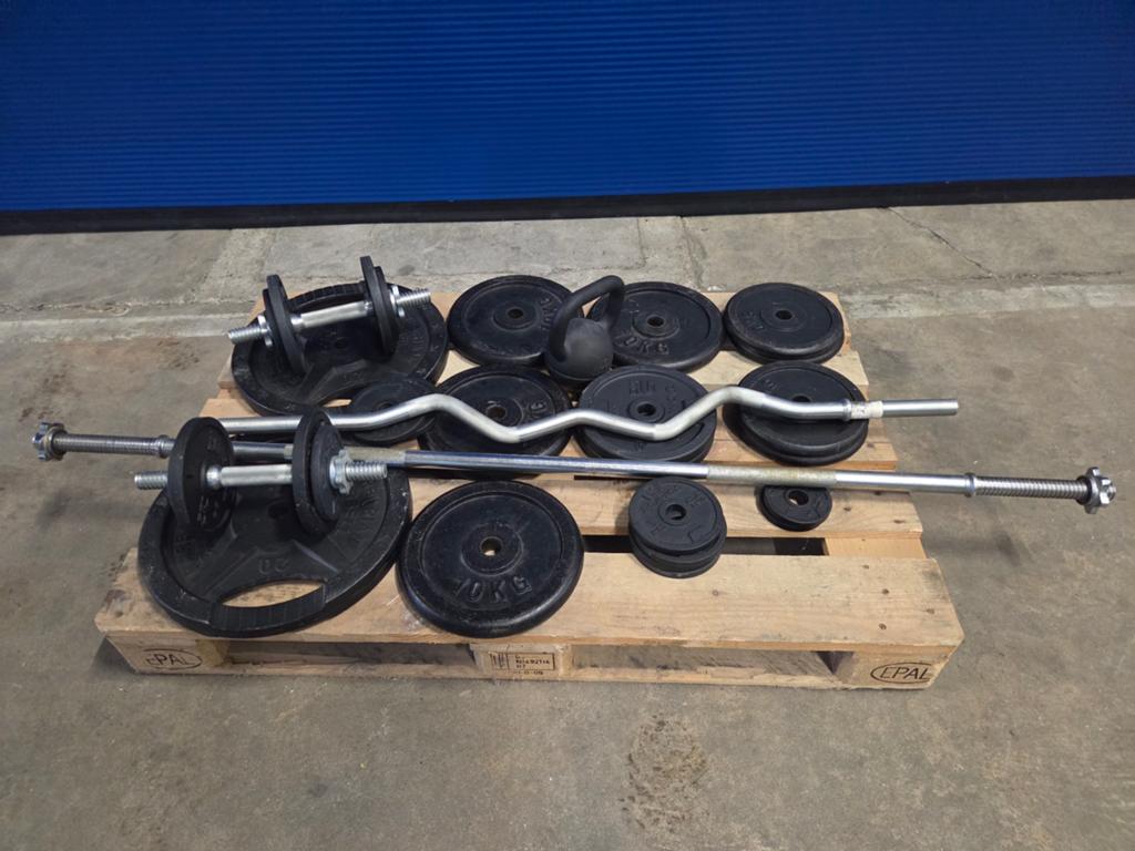 Dumbells curlstang halterstang met 125kg gewichten, Ophalen, Halterset
