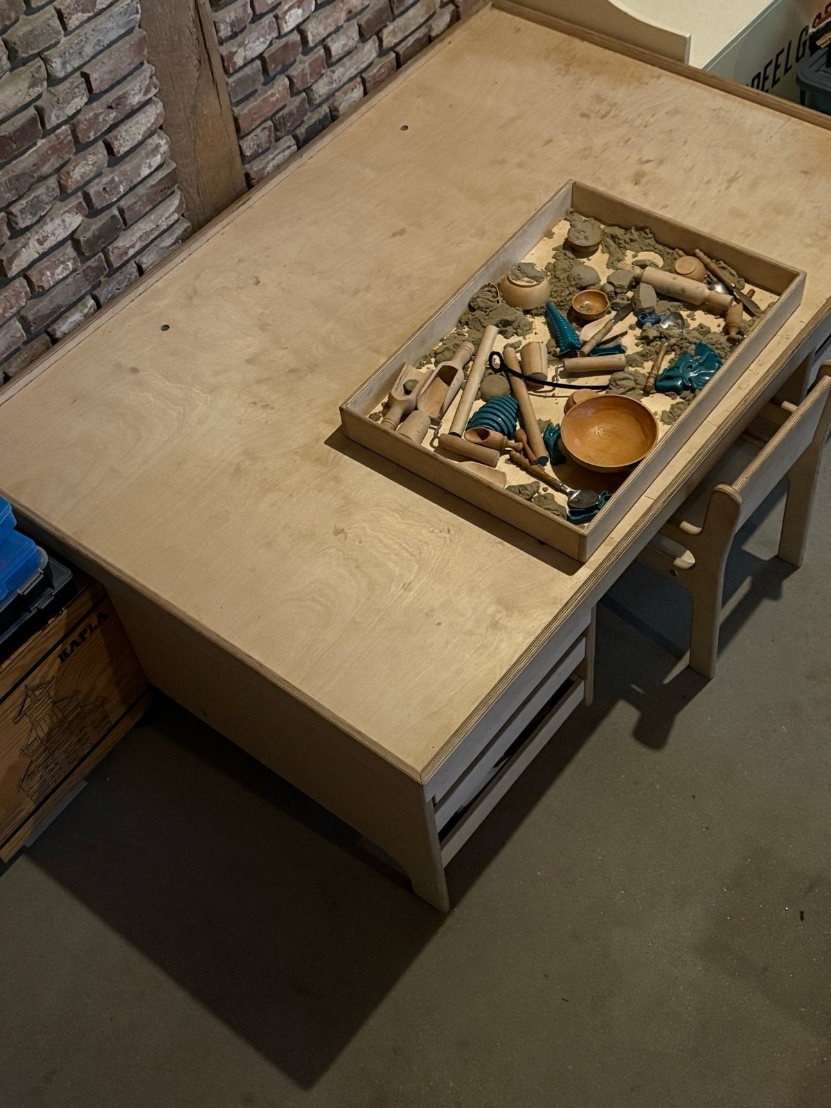XXL Speeltafel / LEGO tafel met 12 lades berkenhout., Ophalen, Gebruikt