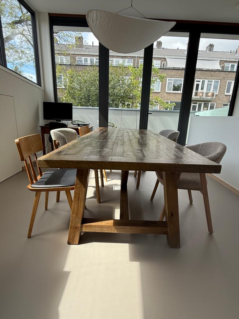 Robuste houten tafel 240 x 100 cm, Ophalen, 100 tot 150 cm, 200 cm of meer, Zo goed als nieuw
