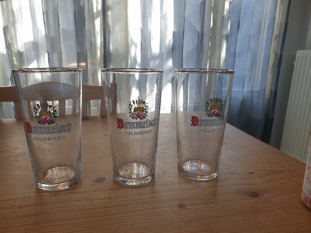 3 Dommelsch bier glazen 0,5 liter, Verzamelen, Ophalen of Verzenden, Zo goed als nieuw, Glas of Glazen, Dommelsch