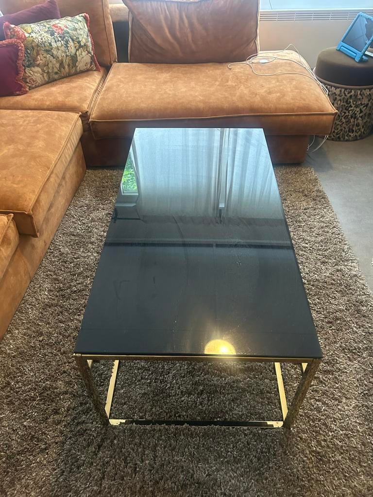 Moderne salon tafel zwart goud 120x60, Gebruikt, 50 tot 100 cm, 100 tot 150 cm, Ophalen of Verzenden