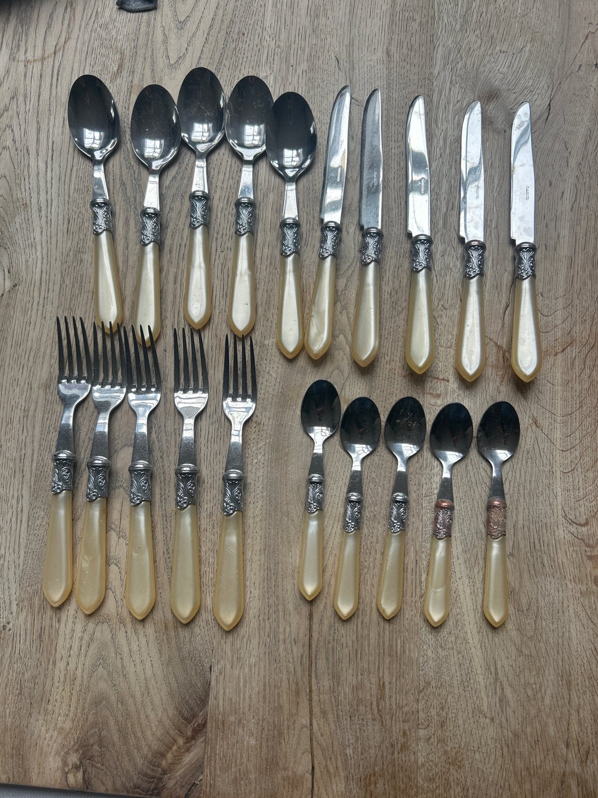 Vintage look Bestekset met Parelmoer Handvatten - 20 Stuks, Ophalen of Verzenden