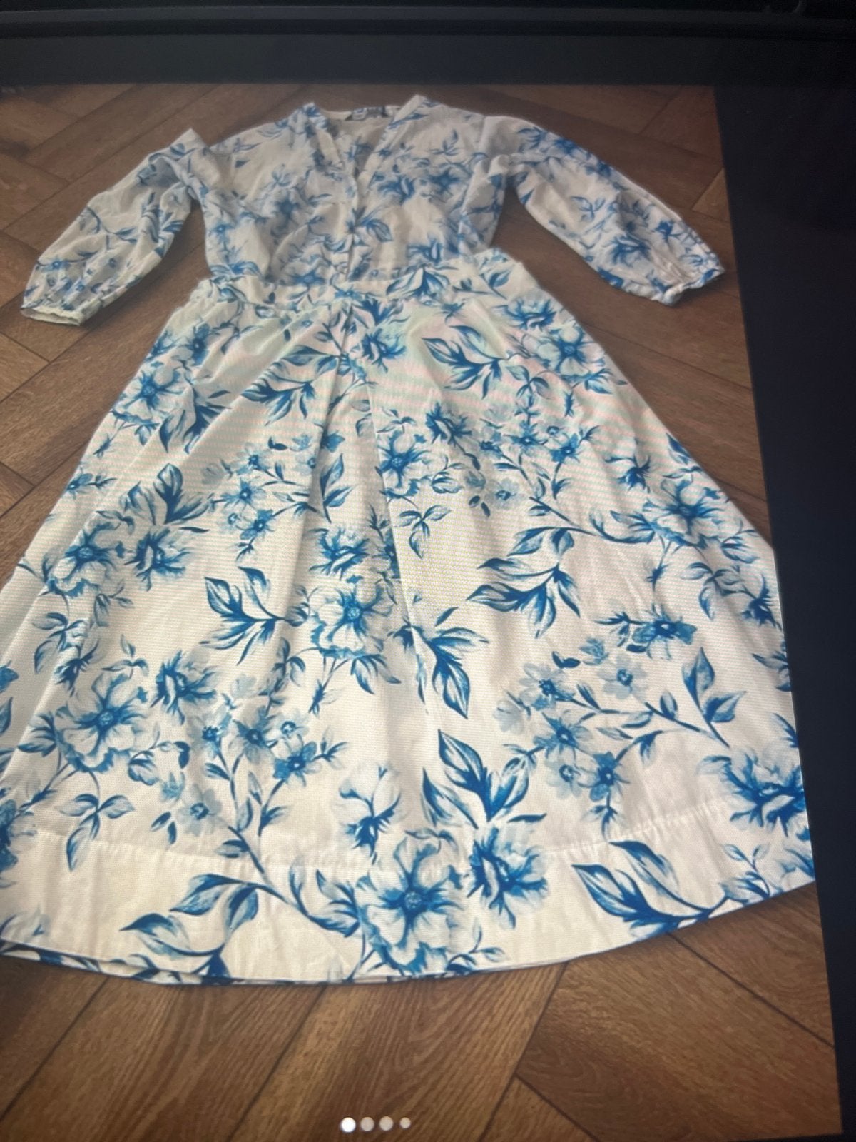 Zara jurk/blouse en rok set, wit met blauwe bloemen, maat 44, Ophalen of Verzenden, Zo goed als nieuw, Maat 42/44 (L), Wit