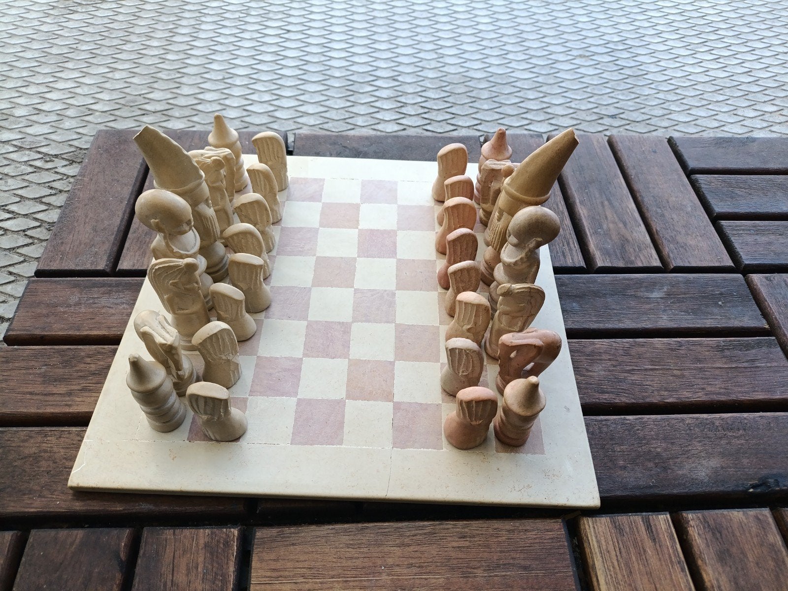 Uniek handgemaakt schaakspel uit Tabaka, Kenia, Een of twee spelers, Ophalen of Verzenden, Gebruikt, Reisspel