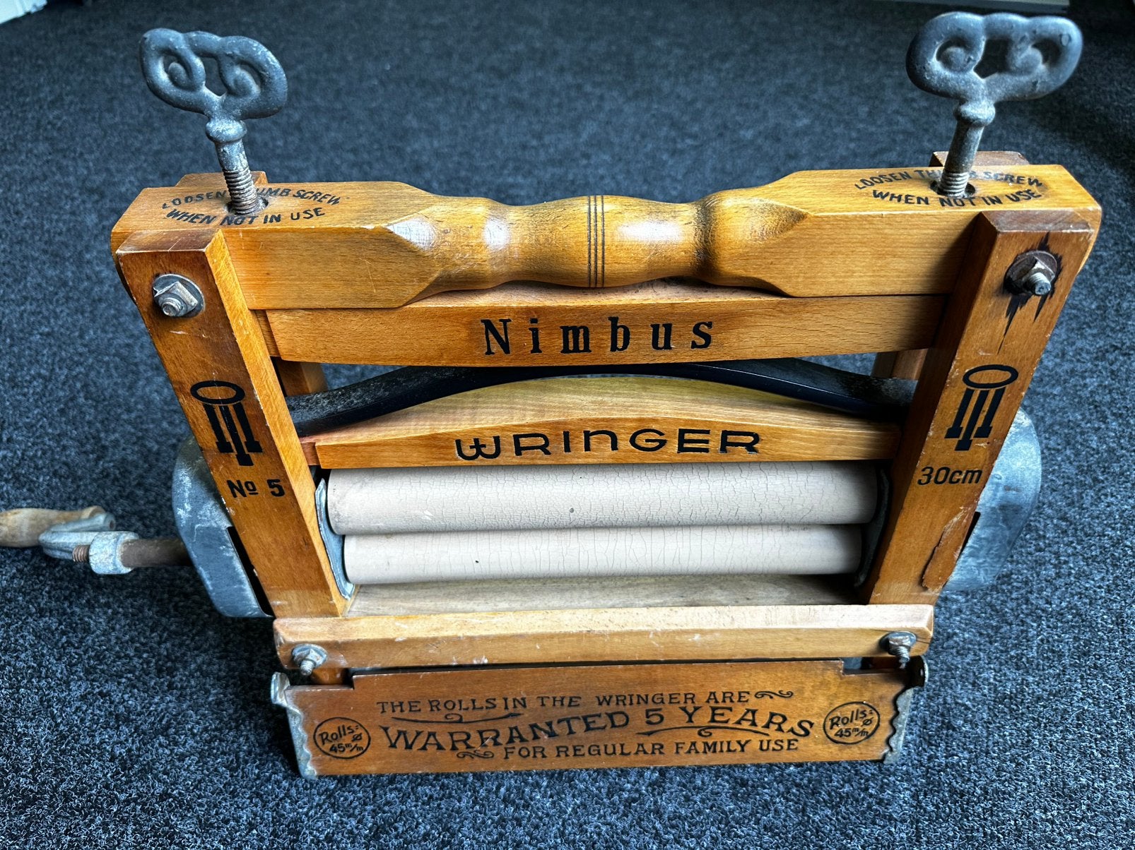 Nimbus wasmachine wringer(nummer 5), Ophalen