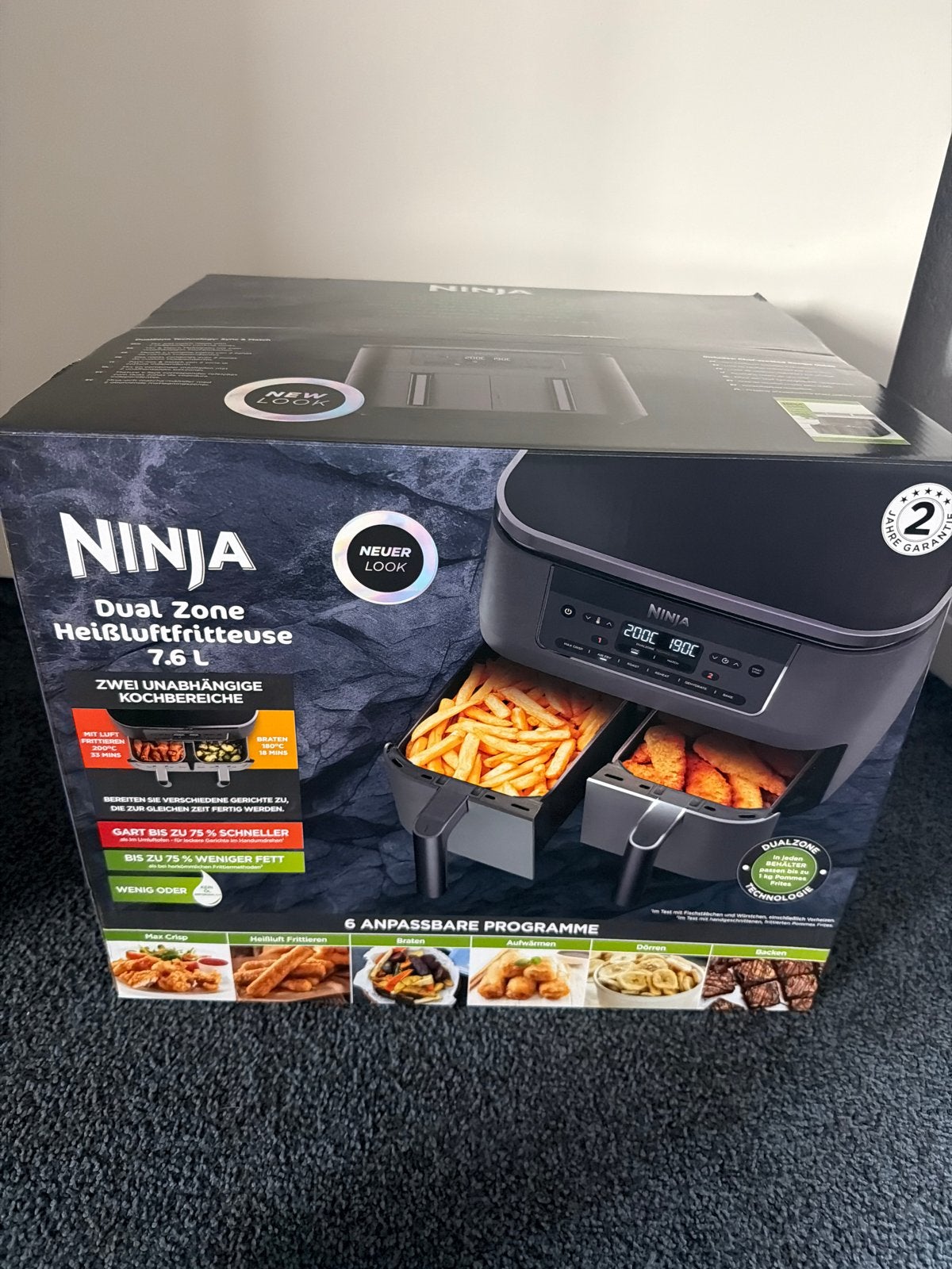 Nieuwe Ninja Dual Zone Heteluchtfriteuse 7.6L, Ophalen, Nieuw, Airfryer, 1500 gram of meer