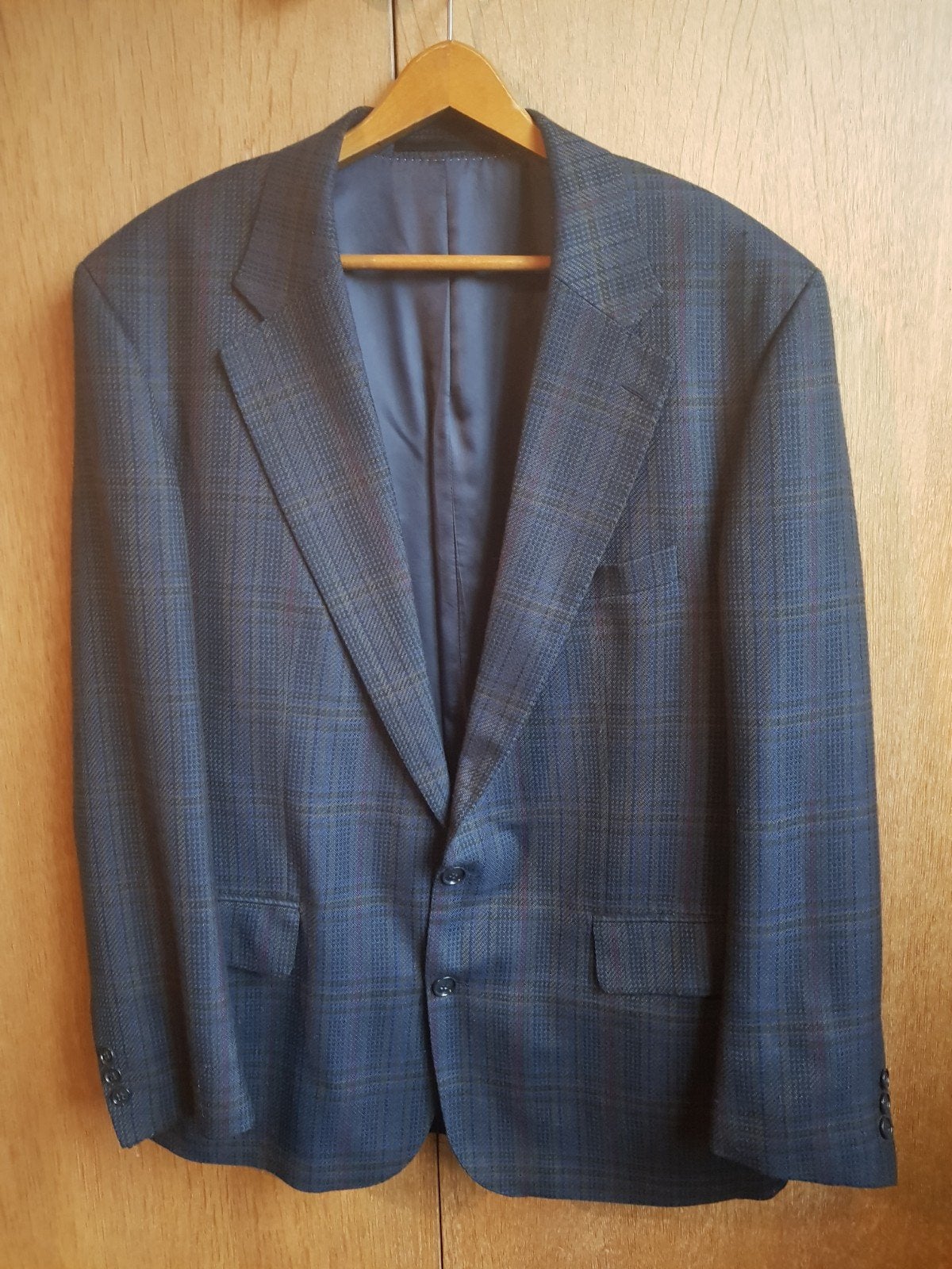 Stijlvol blauw geruit Van Gils colbert /blazer – maat 52 (L, Maat 52/54 (L), Blauw, Zo goed als nieuw, Van Gils