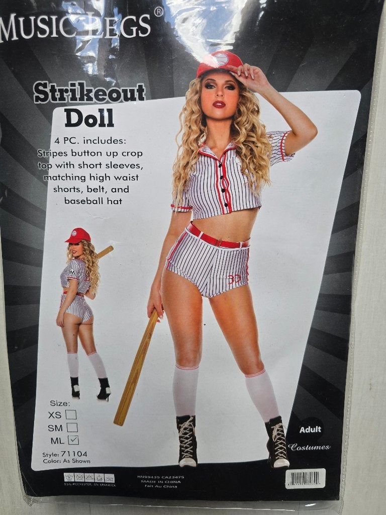 Music Legs 71104 - Strike Out Doll Costume - ML, Maat 38/40 (M), Verzenden, Nieuw, Halloween