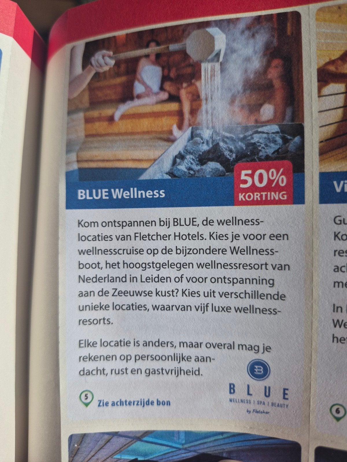 Blue wellness 50% korting, Tickets en Kaartjes, Eén persoon, Kortingsbon, Spa of Sauna