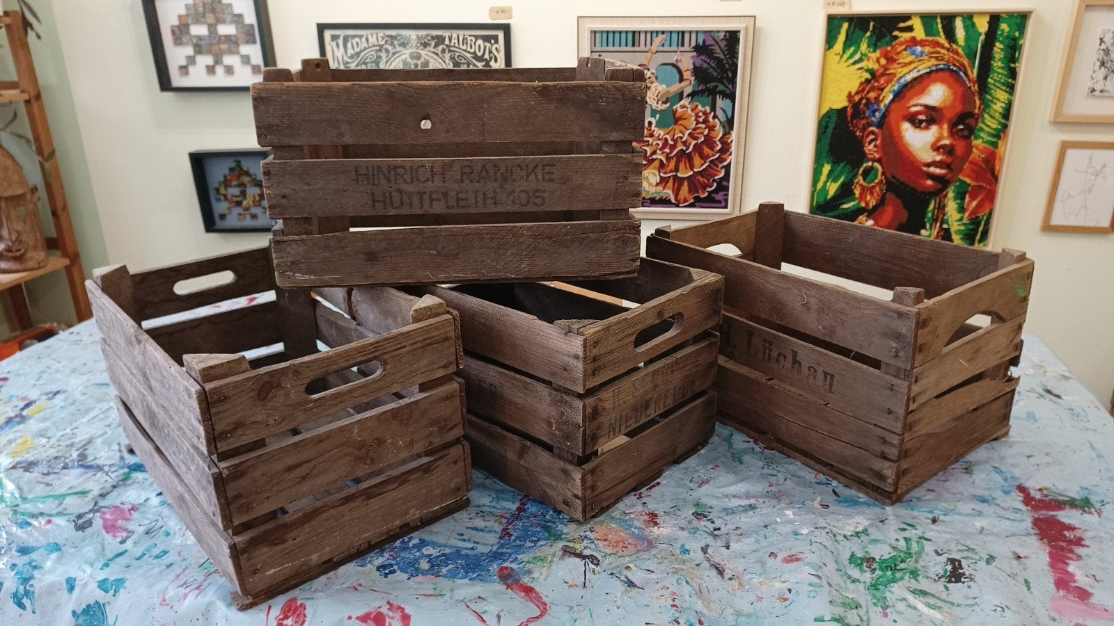 10+ Oude houten veiling kratten kisten - Authentieke look, Ophalen, Gebruikt, Minder dan 50 cm, Minder dan 50 cm