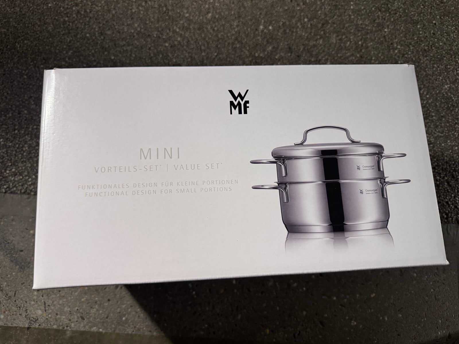Nieuwe WMF Mini pannenset RVS - 5-delig, inductie, Huis en Inrichting, Keuken | Potten en Pannen, Inductieplaat, Nieuw, Pannenset