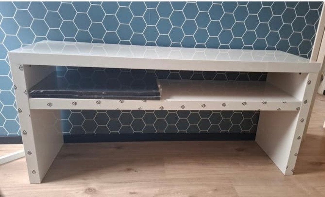 Witte IKEA sidetable/bedtafel/tv-meubel met opbergruimte, Huis en Inrichting, Ophalen, Gebruikt, 100 tot 150 cm, Minder dan 100 cm
