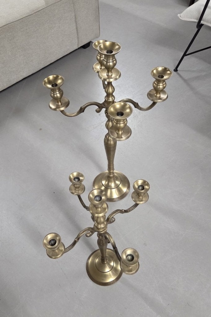 2 x grote kandelaar Elliot Light & Living metaal goud, 80 cm, Ophalen of Verzenden, Zo goed als nieuw, Metaal