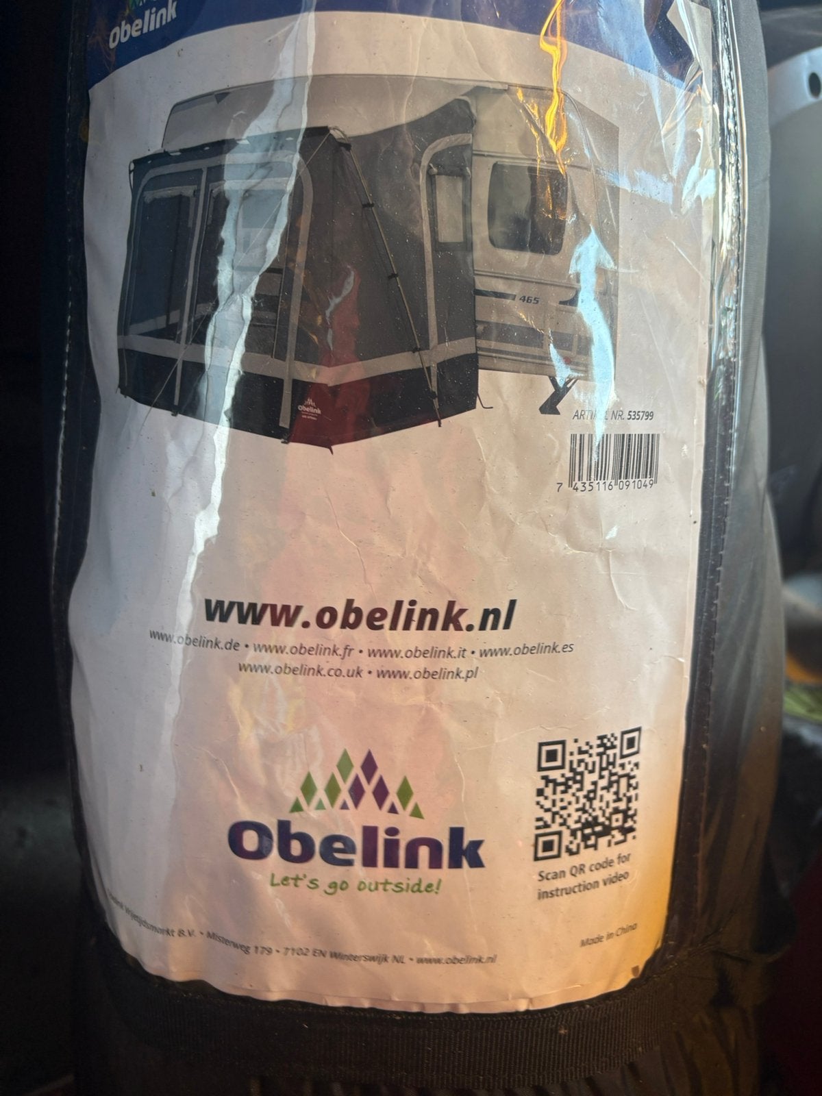 Obelink San Antonia deeltent / voortent, Caravans en Kamperen, Ophalen, Zo goed als nieuw