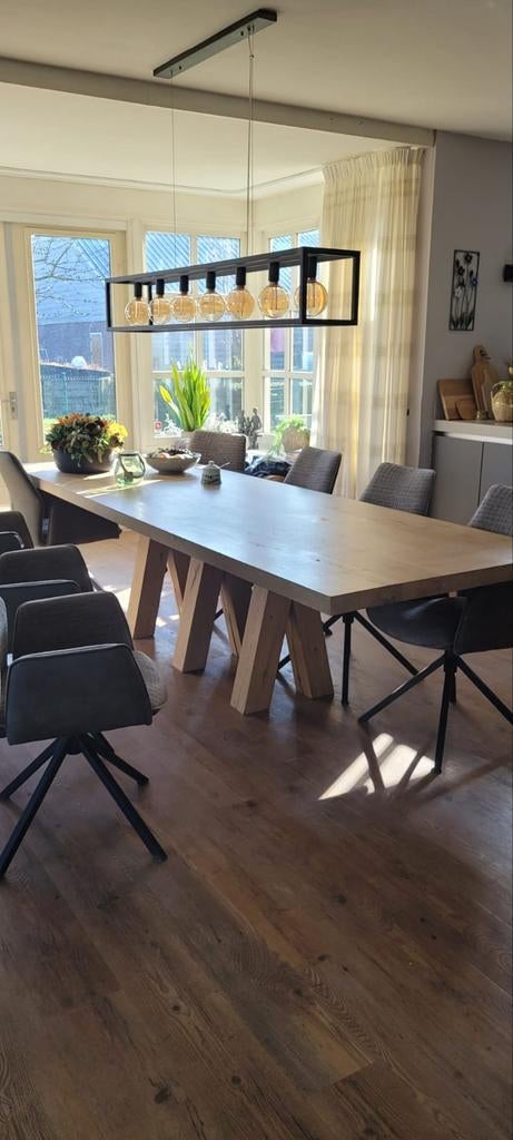 Eikenhouten eettafel 300x100 cm, Huis en Inrichting, Tafels | Eettafels, Zo goed als nieuw, 100 tot 150 cm, 200 cm of meer, Vijf personen of meer