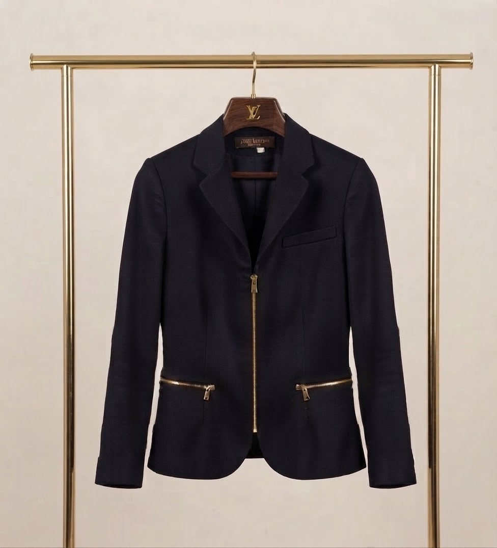 Louis Vuitton Jasje - Donkerblauw met gouden ritse, Maat 38/40 (M), Blauw, Ophalen of Verzenden, Zo goed als nieuw