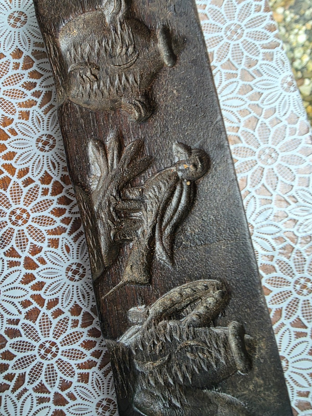 Antieke houten koek/ suikerwerkplank  met dierfiguren, Antiek en Kunst, Ophalen of Verzenden