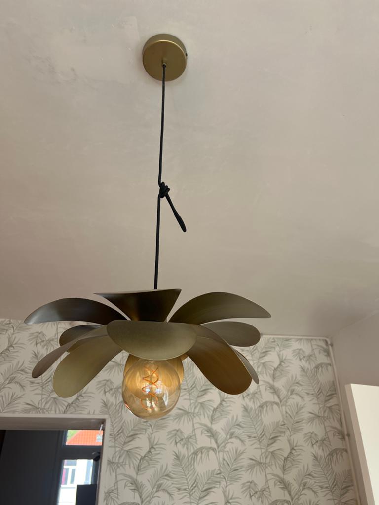 Gouden bloem hanglamp - 40cm diameter 2 pc, Ophalen, Zo goed als nieuw, Metaal