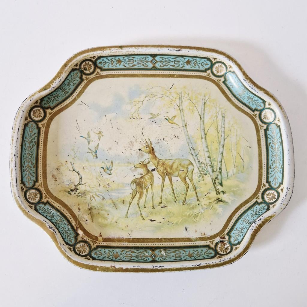 Blikken dieblad met herten hert, Ophalen of Verzenden