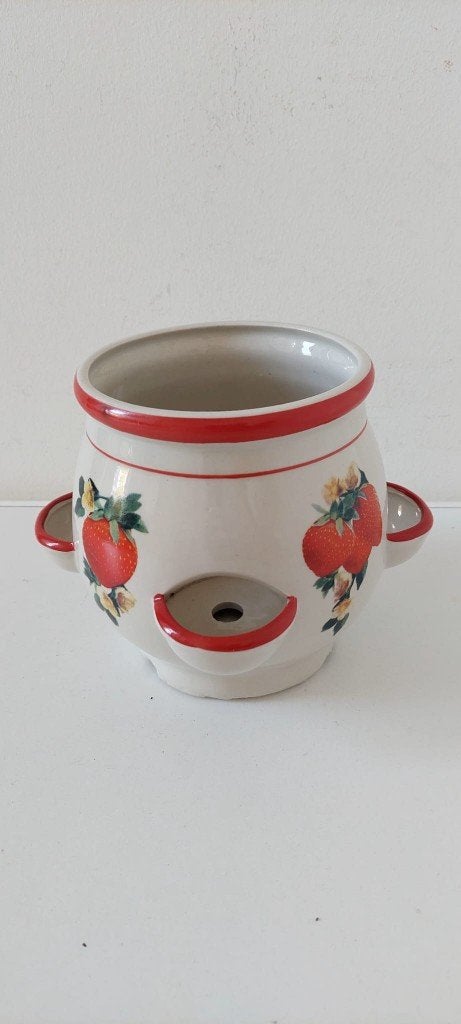 Vintage  aardbeienpot bloempot  kruiden pot aardbeien, Eu, Eu, Rond, Ophalen of Verzenden