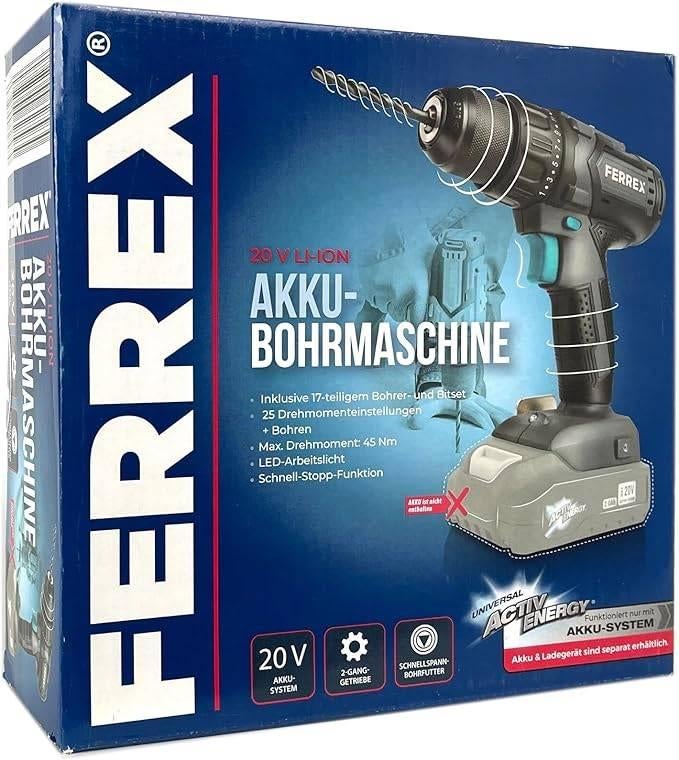 FERREX Akku-Bohrmaschine 20-V-Starter-Pack (ohne AKKU), N, N, Nieuw, Ophalen of Verzenden