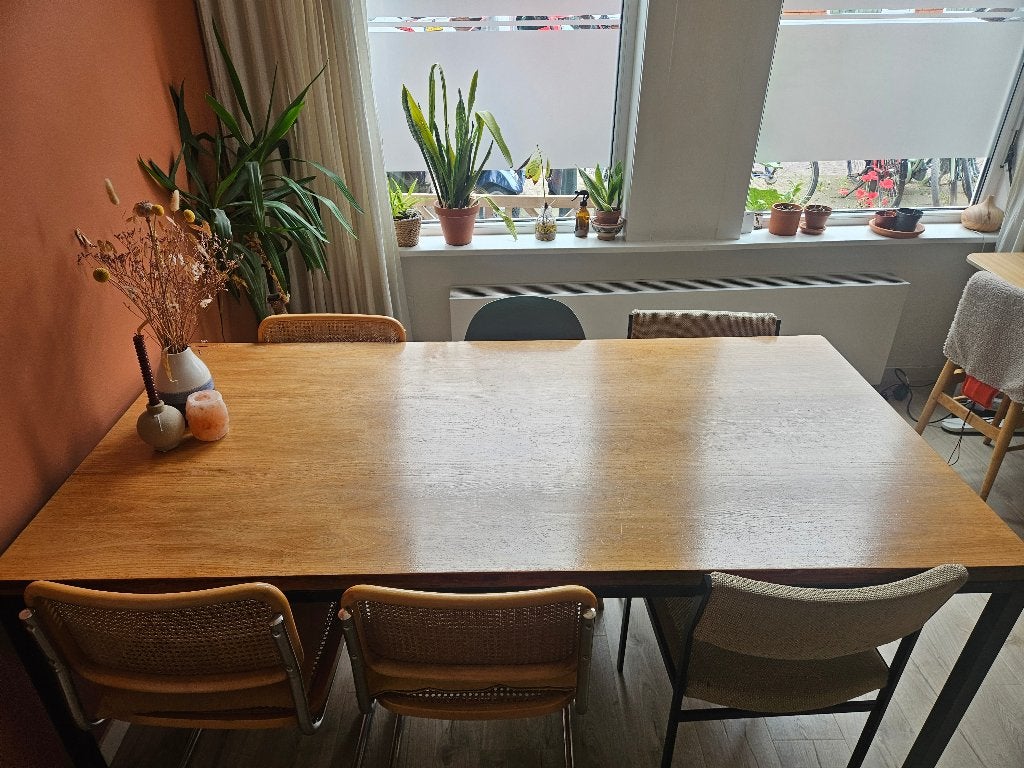 Eettafel 2x1 meter, Gebruikt, 100 tot 150 cm, 200 cm of meer, Vijf personen of meer