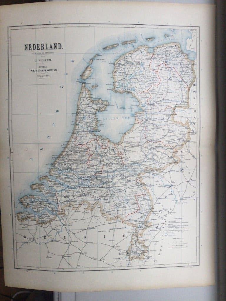 Nederland 1905, grote kaart met dijk naar Ammeland!, Antiek en Kunst, Kunst | Etsen en Gravures, Verzenden, Cartografie, 59 cm