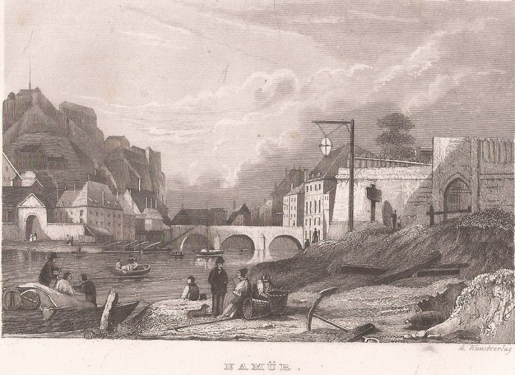 België Namür Namur Gezicht op de Stad Namen met Citadel 1840, 1800 - 1899, Stadsgezicht, 9 cm, Ophalen of Verzenden