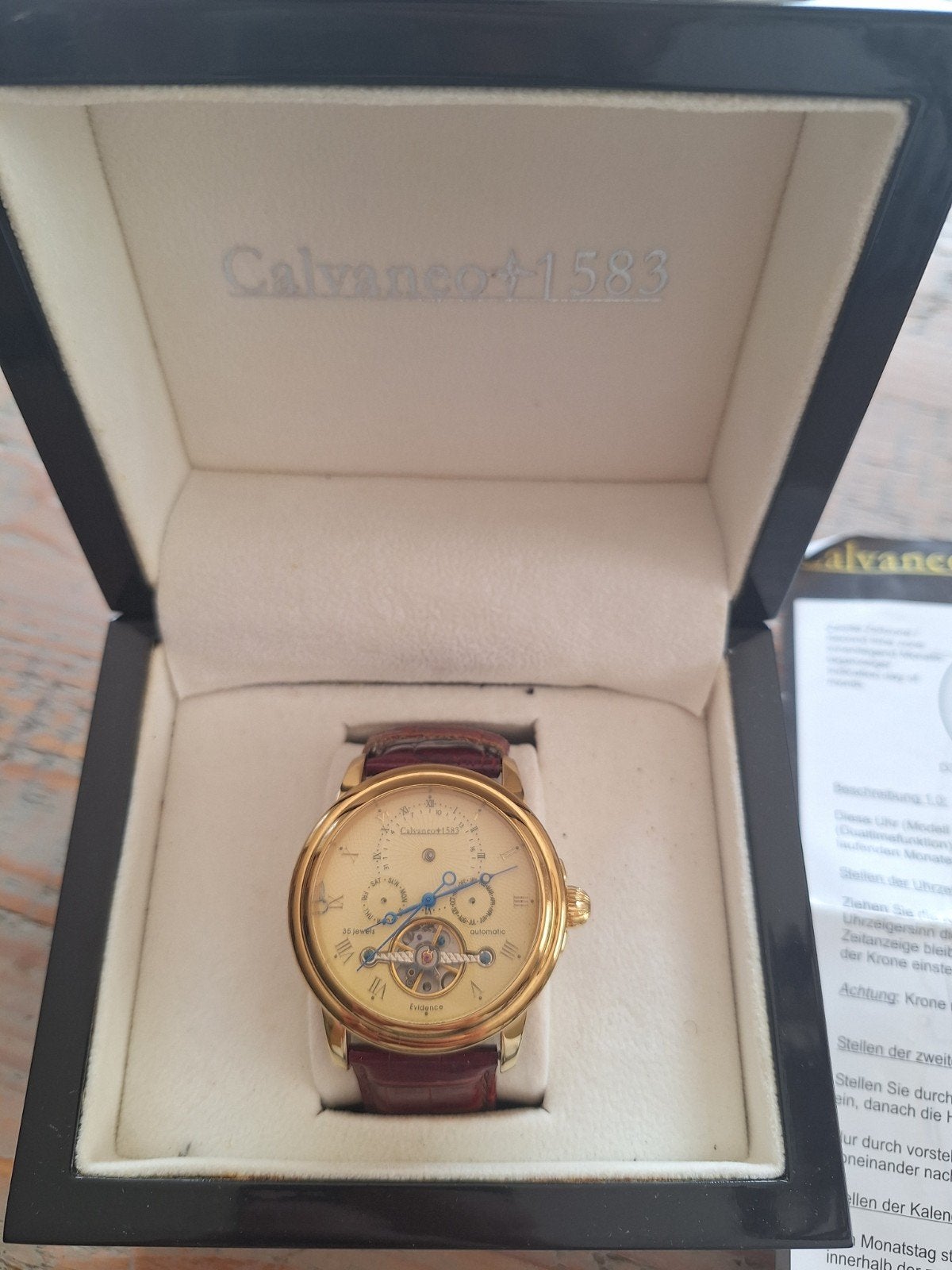 Prachtig Calvaneo 1583 Evidence horloge, model CM-EV-0105, Overige merken, Leer, Polshorloge, Ophalen of Verzenden