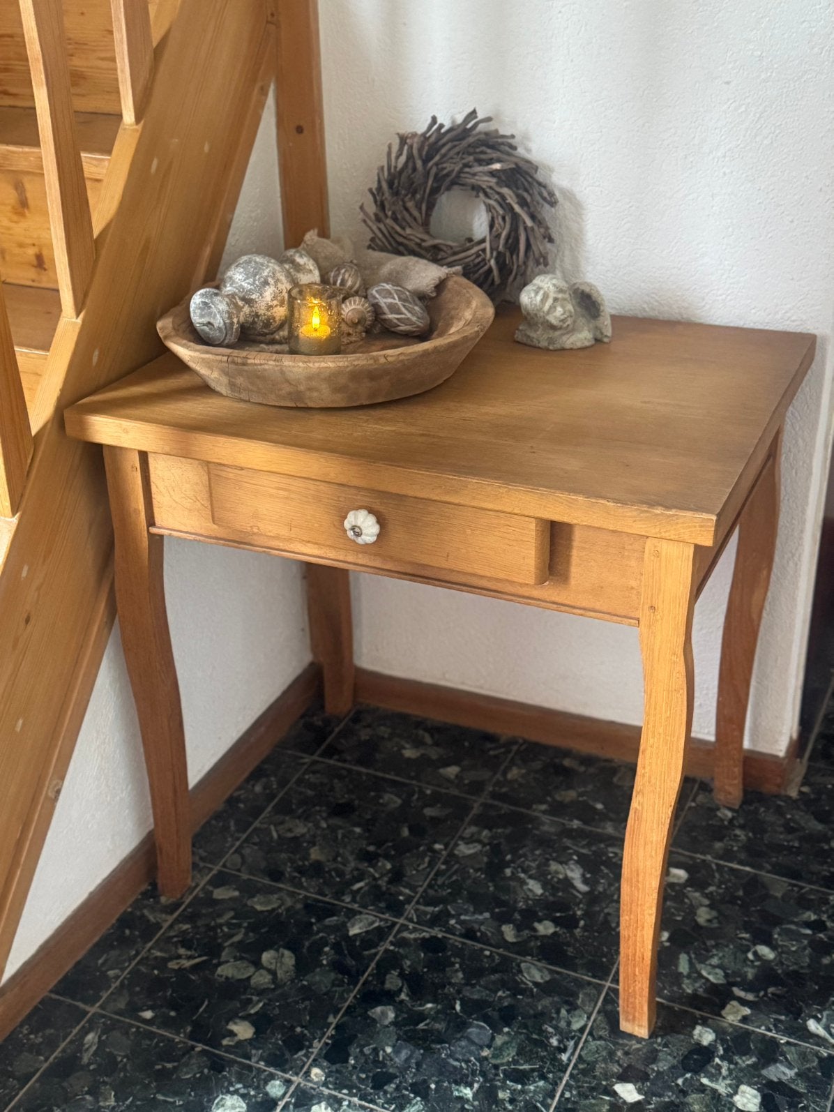 Klassieke houten sidetable / gangtafel met lade, Huis en Inrichting, Ophalen, Zo goed als nieuw, 25 tot 50 cm, Rechthoekig