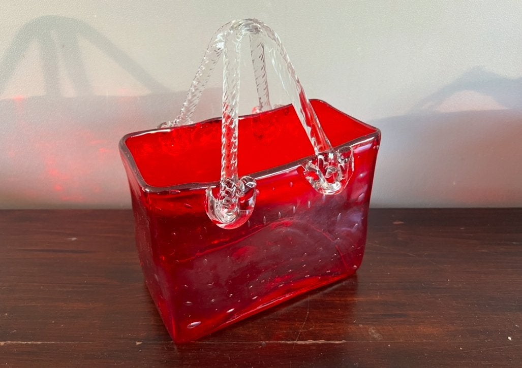 Murano glazen tasje rood, Antiek en Kunst, Ophalen of Verzenden
