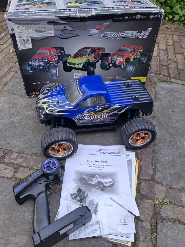HSP, Himoto, Amewi Brushless 1/10 RC truck met zender, Elektro, Gebruikt, Auto offroad, Ophalen of Verzenden