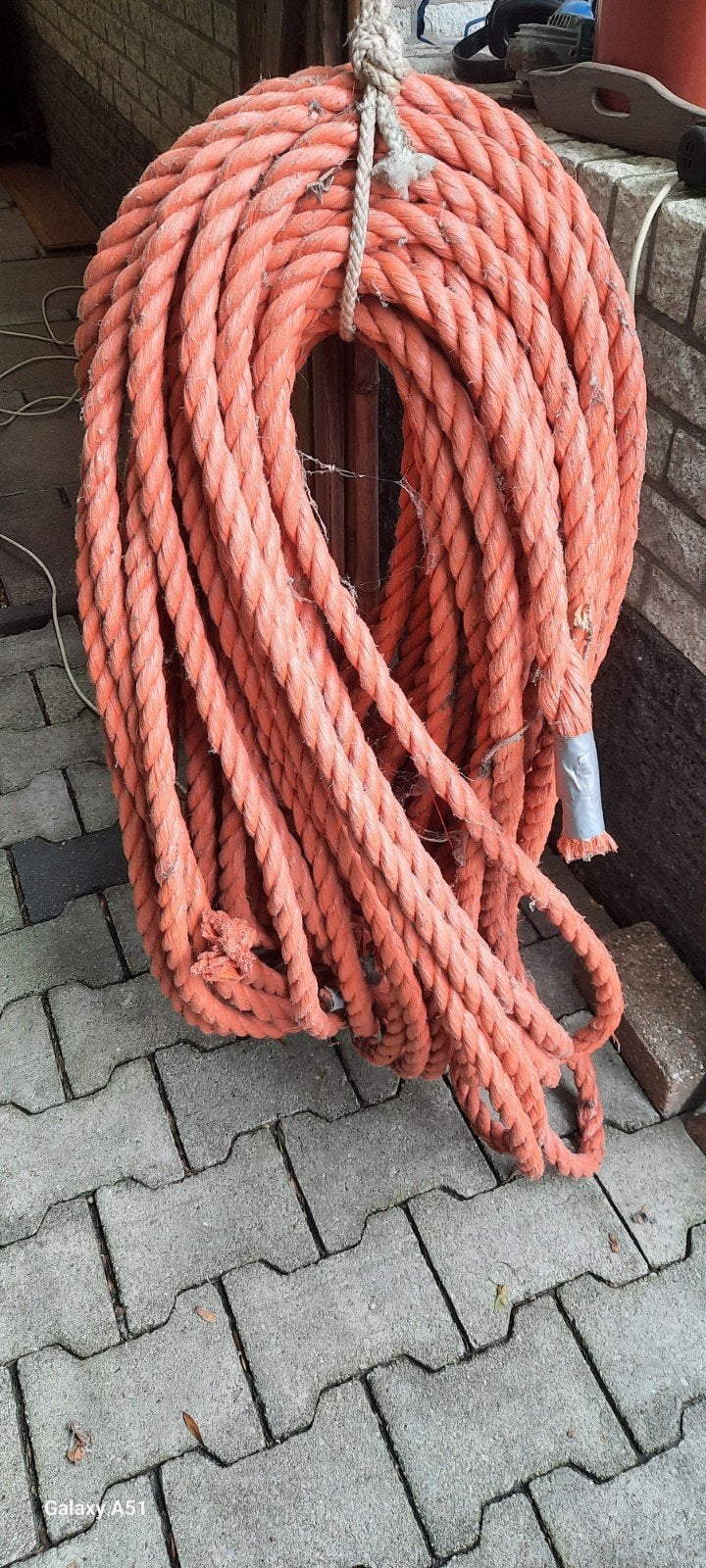 Stevige oranje meertros/landvast voor boot, Ophalen of Verzenden, Gebruikt, Lijn of Blok