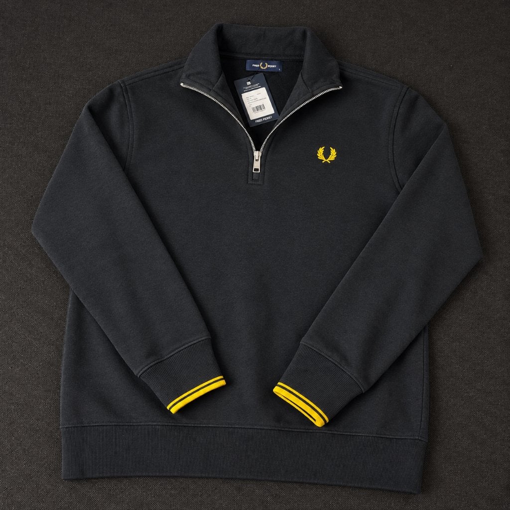 Fred Perry trui | Half zip | Zwart/geel | Nieuw | L, Maat 52/54 (L), Zwart, Nieuw, Ophalen of Verzenden