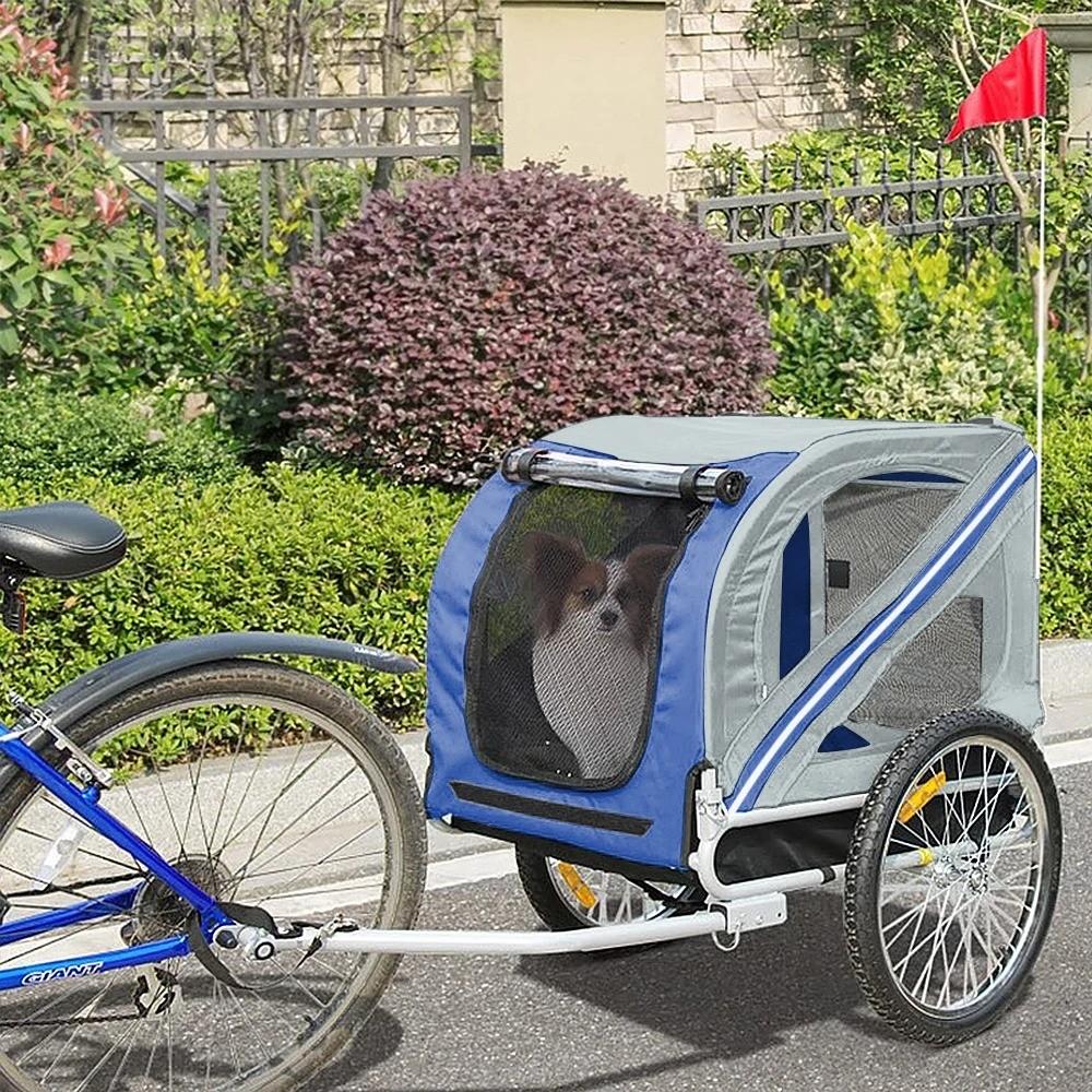 Luxe fietskar / fietstrailer overdekt RVS (130x90x73cm), Ophalen of Verzenden, Nieuw, Hondenkar, Vering