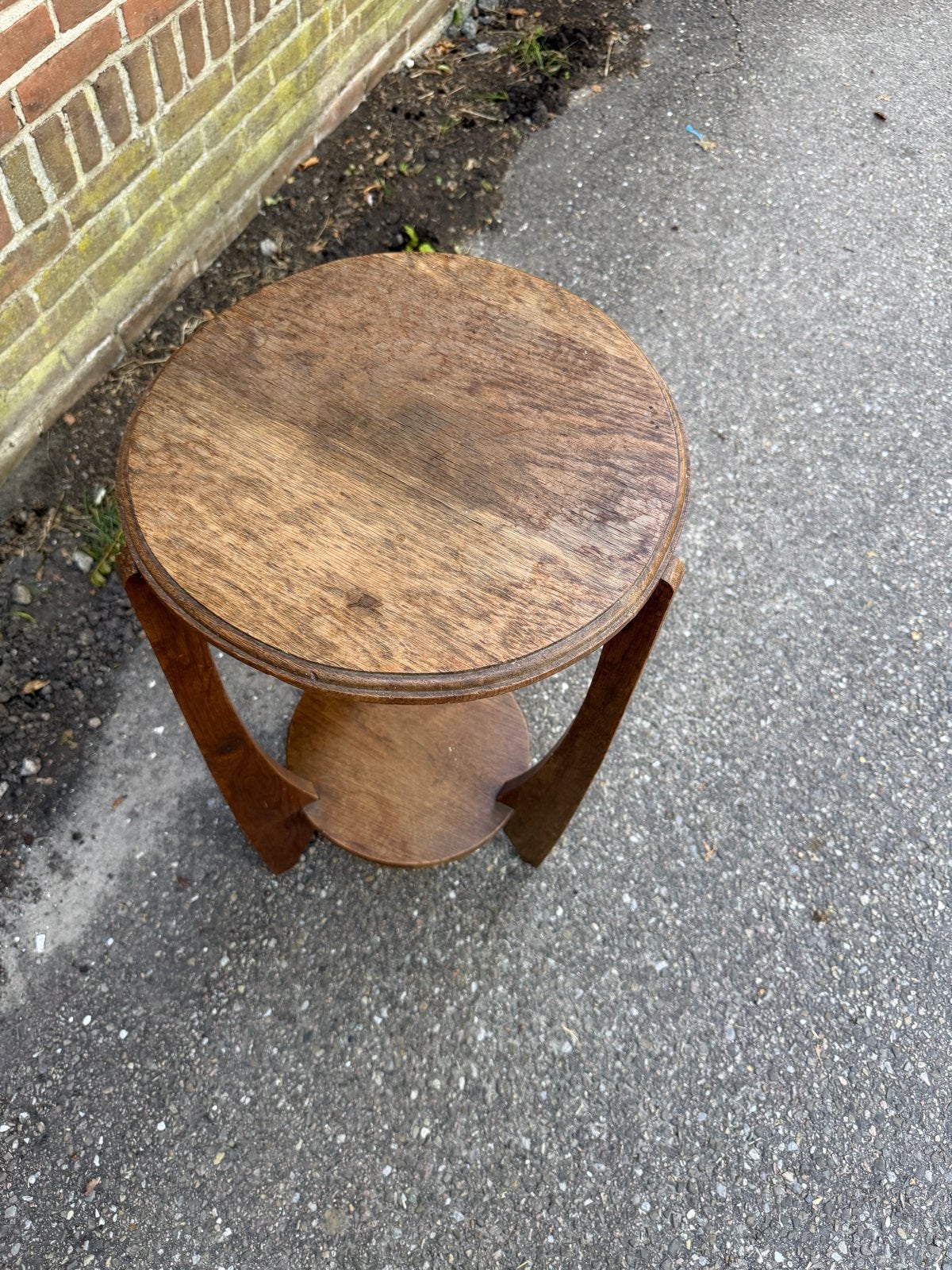 Art Deco Plantentafeltje - Rond Houten Bijzettafeltje, Antiek en Kunst, Antiek | Woonaccessoires, Ophalen