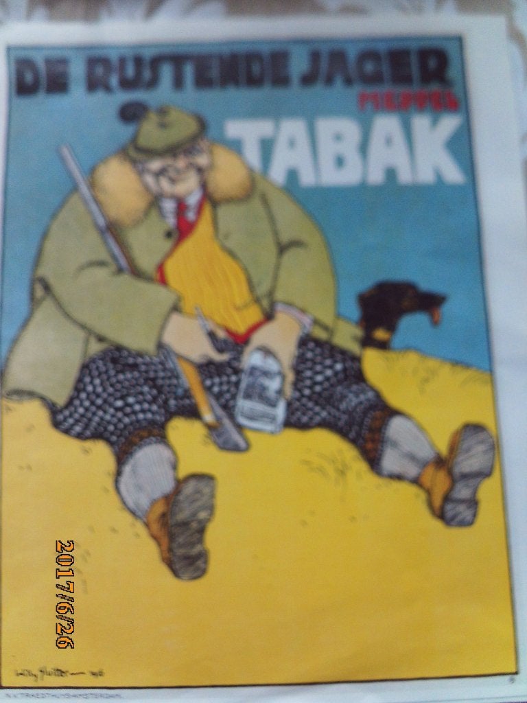 Meppel Sigarenfabriek poster De Rustende Jager Meppel Tabak, Rechthoekig Staand, Ophalen of Verzenden, Zo goed als nieuw, A1 t/m A3