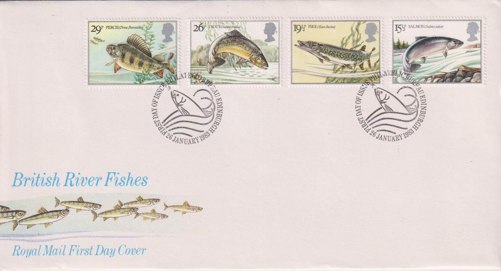 Engeland GB 1983 Vissen Baars Forel Zalm Snoek, Verzenden, Onbeschreven, Europa