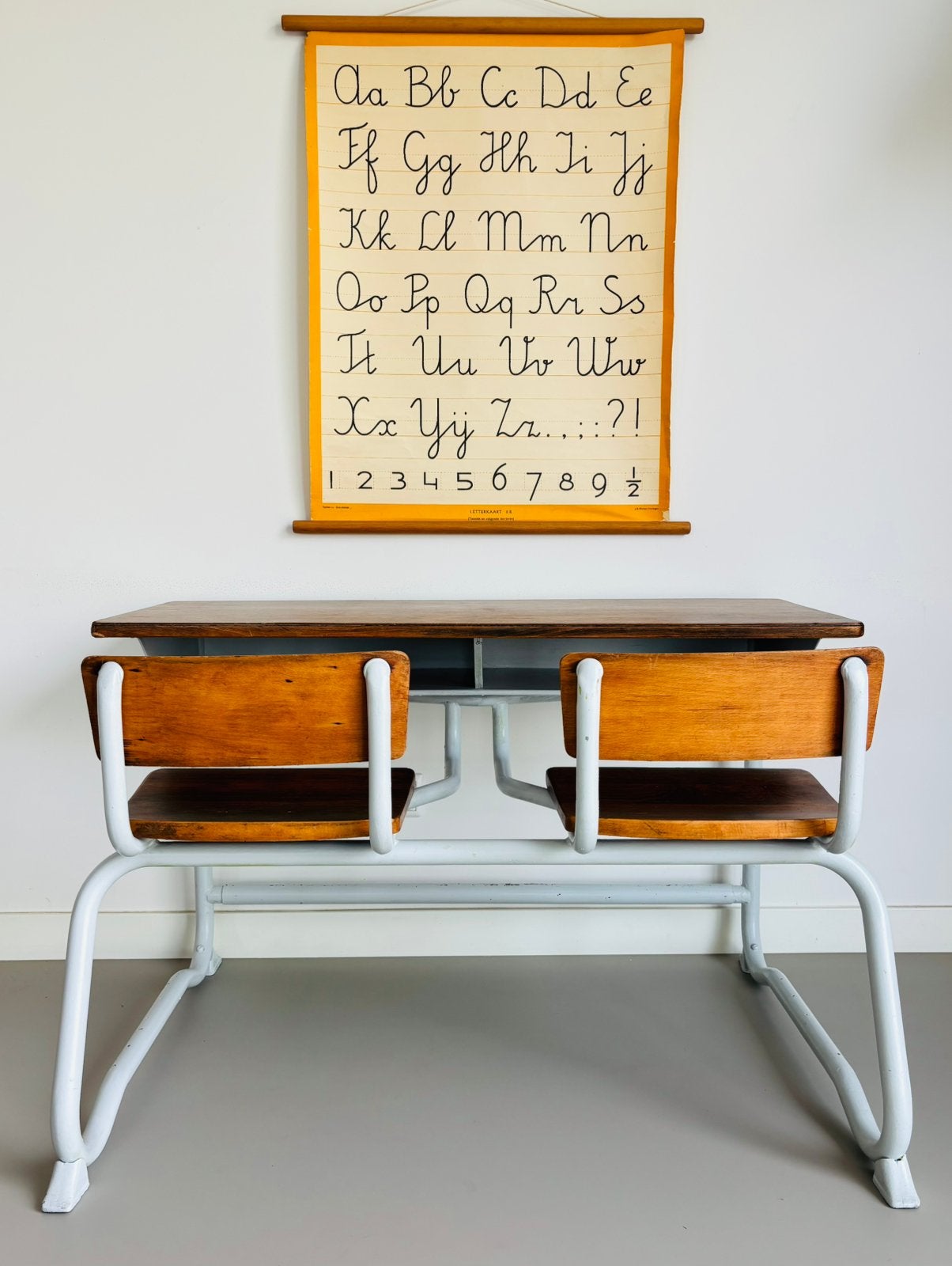 Vintage schoolbankje - Lessenaar, Ophalen, Gebruikt, Tafel(s) en Stoel(en)