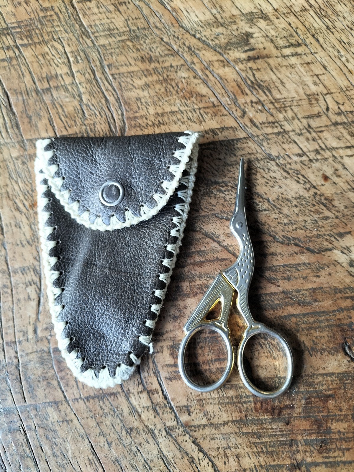 Kraanvogel schaar met leren etui, Ophalen of Verzenden, Zo goed als nieuw, Overige typen