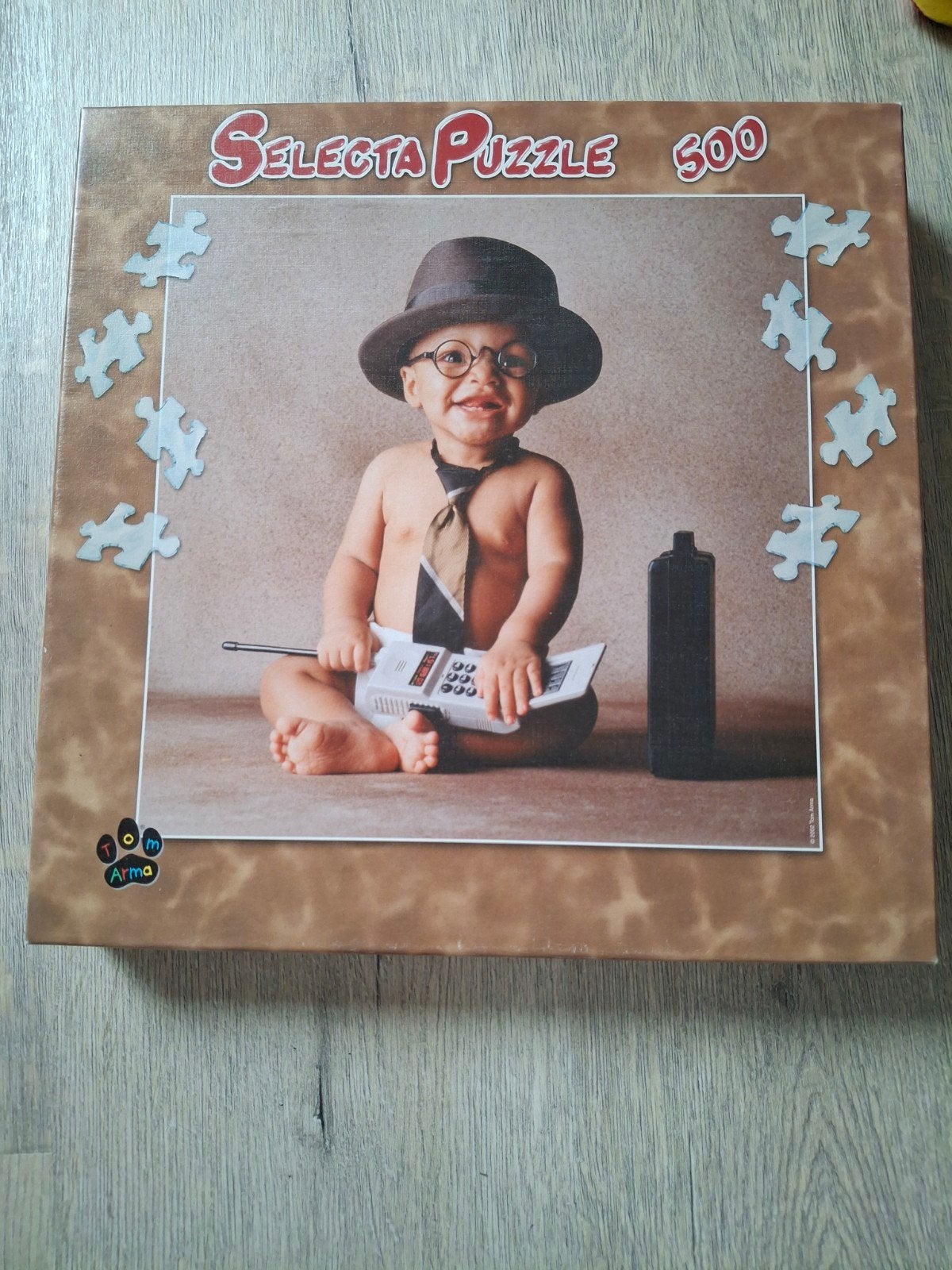Selecta Puzzle 500 stukjes - Baby met hoed en bril, Ophalen of Verzenden, Meer dan 50 stukjes, Gebruikt, 6 jaar of ouder