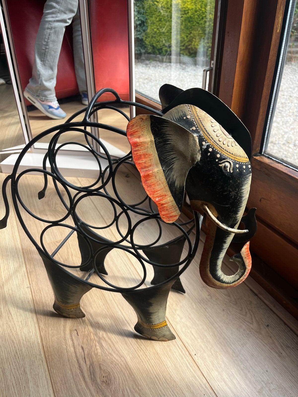 Metalen Wijnrek Olifant - 45 cm hoog, 40 cm breed, Huis en Inrichting, Gebruikt, 5 tot 15 flessen, Ophalen of Verzenden, Metaal