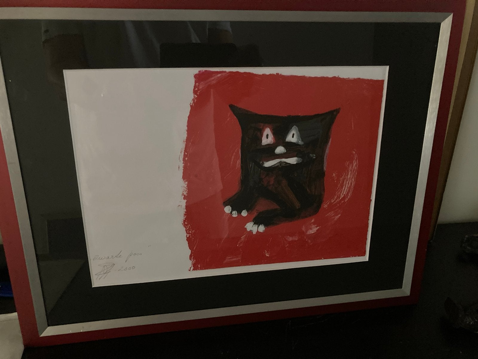 Zwarte poes - Acryl op papier Jatie v Melle 1917-2004, Ophalen of Verzenden